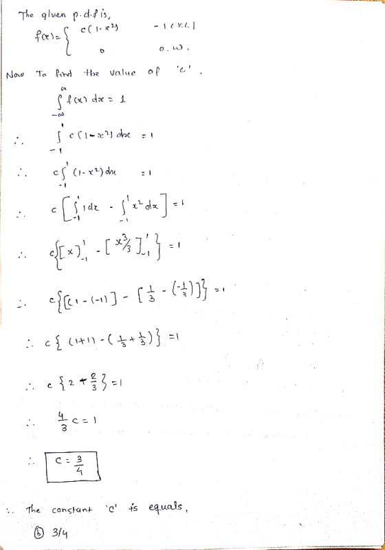The given p. difis, c(1-x2) - ICEL ferie 0 W. Now To find the value f(x) doc = 1 -- lolloxy one al - с cs (1-x²) dhe [side -