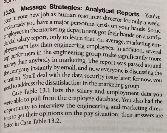 e Strategies: Analytical Reports Youve 1320. ounew job as human resources director for only a week in youl ni have a major p
