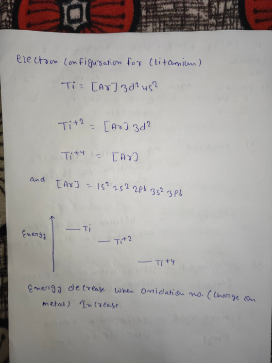 electron configuration for (titanium) Ti =[A8] 3 d2 us? Tit2 = [Ar] 3d? Tith - [Ar] and [Ar] = 152 252 286 352 3 Pb - - Energ