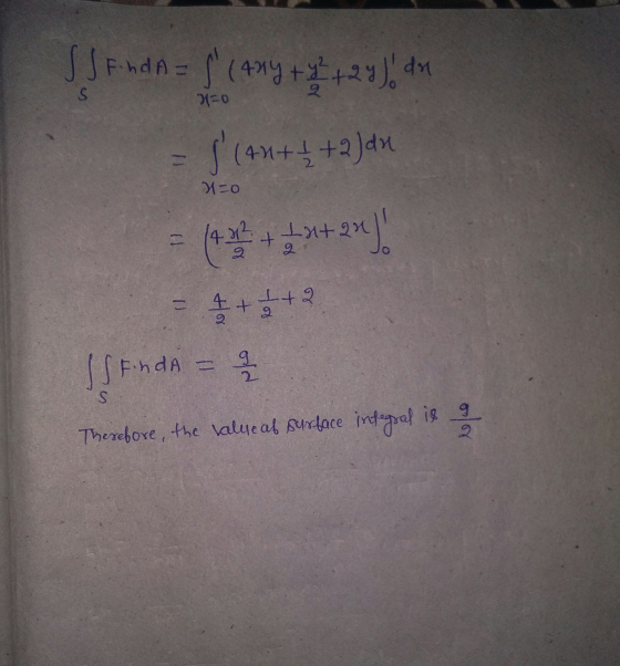 SjFnda = f (Axy + y² + 2y) dn s 31-0 s (An+ I +2 dn x=o (4* ++*+2017) + + + - IS Finda ple S Therefore, the value of surface