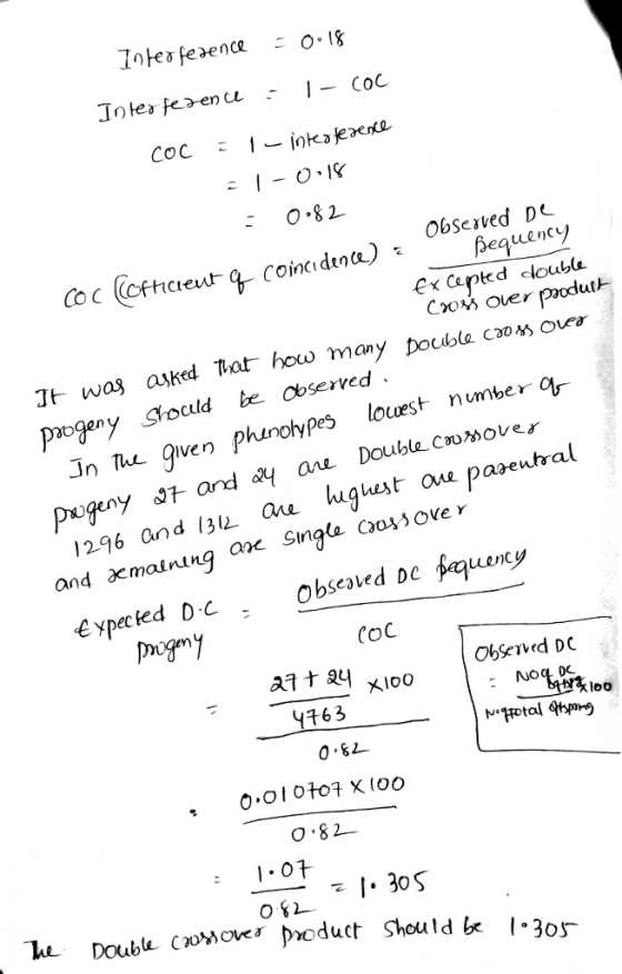 I-Coc Coincidtna) Obseved De ex Caped louba Съ0M Oler produt 1t was asked hat how man paogeny Socd e observed ven phinohypes lowest number Pugeny ard a au Double crmover 1296 and 13 a gest aue pazeutral СОС 4163 100 loo 0.82 0.01 ofo구 X100 o 82