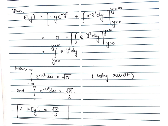 Thus, 20 0 05 Ery] = (- yeye fetdy to Feydy feydy O t 0 ਹੈ0 2 ਹੈ Now, o ) •u du z ਕ ( using result) and f e-42 dee 2 ਕੇ &