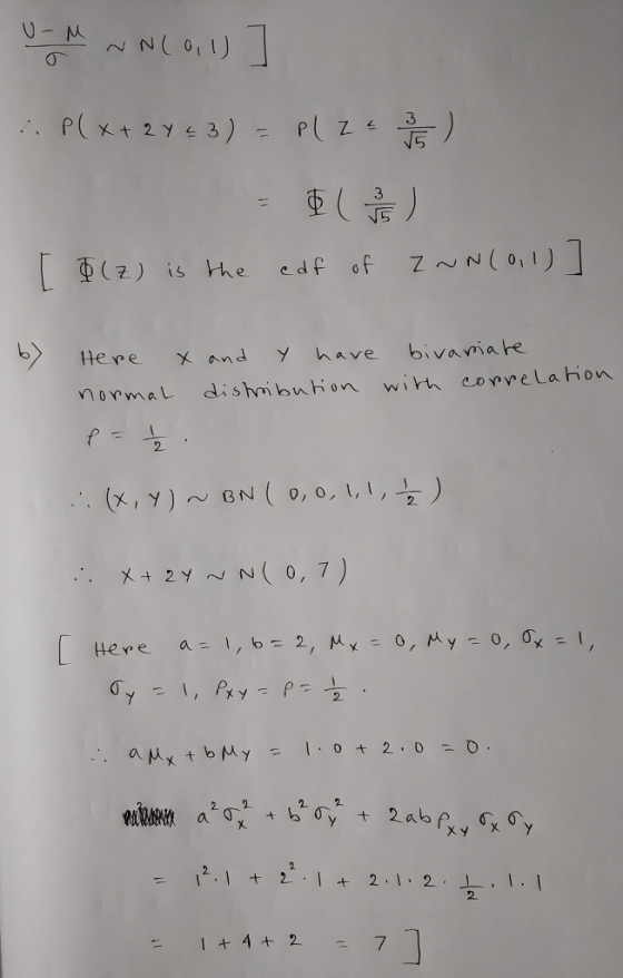 从 3 0(z) is the edf of Z~n( o, l tte pe x and y have bivaviare normal dishibuion wikh con eLa Hhon (x, y) BN ( 0,0, , 2