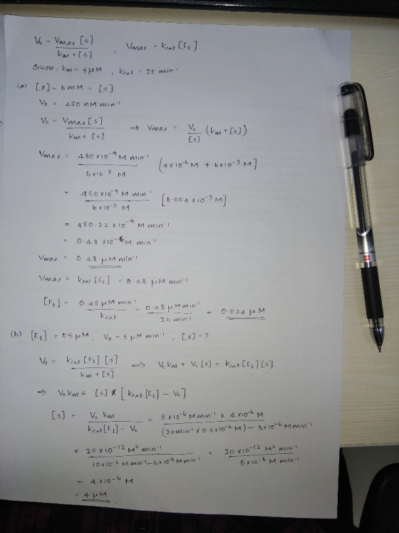 Vo - Vmax [s] Umar & keat [Ex] kmi (s) may a keat LEJ Griven km = 4MM keat = 20 min (a) [x] = 6mm - [s] Vo - 480 NM min- V. -