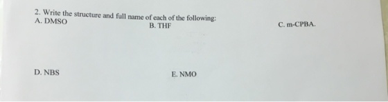 Write the structure and full name of each of the f