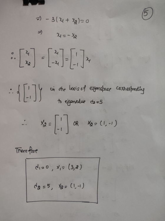 ·3(4 + 2)20 -) x=-36 - NJ-03-[] :41]Y in the basis of eigenspace corresponding to eigenvalue da 25 . OR X2 = (1-1) Therefore