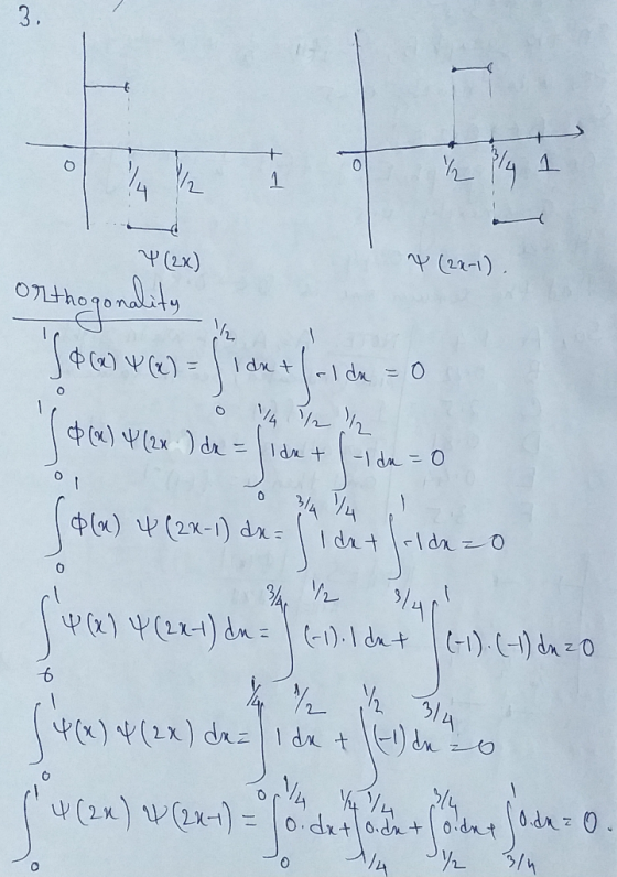 3 . 1 hly 1 4 (2x) & (2x-1). orthog (x) = 1 de + cl de ore (2) 4 (24 de = lide + 1-1d da = 0 $(x) 4 (2x-1) dx = idet Ildezo /