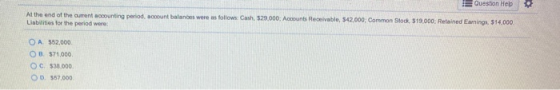 Question Help At the end of the current accounting period, account balances were as follows: Cash 529,000. Accounts Receivabl