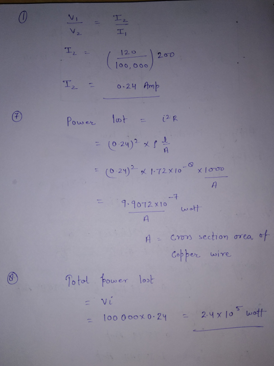 V I oo,oo0 0-2 Amb Power, lot = 12 R 시 = 9.1012%10 いけ HCvo section area, of n C.mo section , Copber wire Totol tower lost o S
