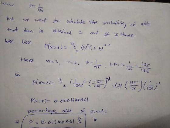 13L tat ten s obtaine 2 oud ke Use 13, So 3- (3 percentage oddsof evet