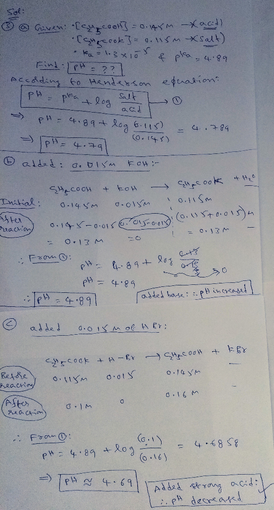 3 @ Given: S coot] = 0.148m xacid) [H ook] = 9.115m salt) ka 3x10 plsa - 499 Find LPH = ??? According to Henderson equation: