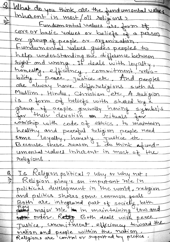 organization right and u is What do you. think are the fundumental values inherent in most call religions? Fundumental value