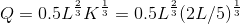 Q=0.5LK} = 0.5L (2L/5)