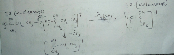 59 (x-cleavage) 73 (x-cleavage) oH 7 t HICH HECH - H HE - -C- CH - H - CH CH₂ CH3 SOC-CH-CH3 CH₃