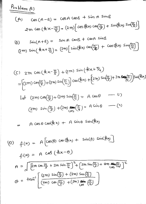 Problem S) Sim A Sint@ A) Ce (A -a)-Ces A (I tam