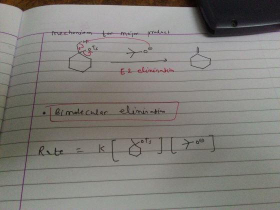 mechanism for major product E2 elimination • Bimolecular elimination Rate = k fots too]