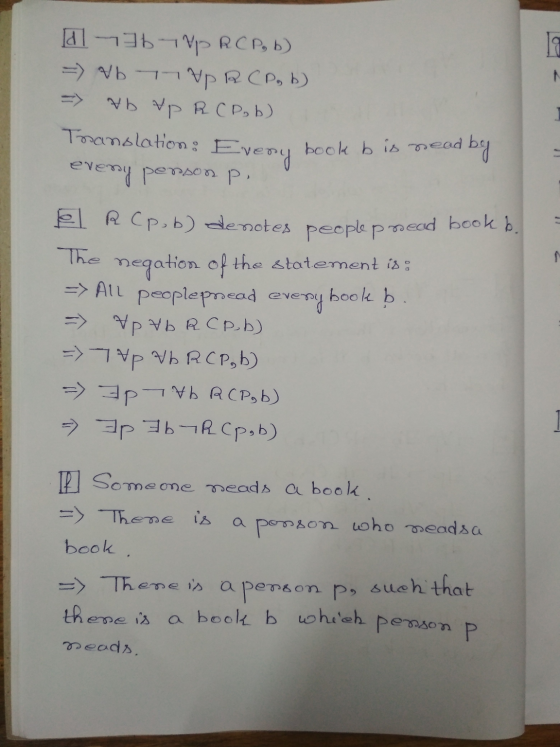 To d3b7VpRCPb) - Vb NPR CP; b) Nb VP RCPob) Translation: Every book bis nead by eveny person pi El R (pob) denotes people pre