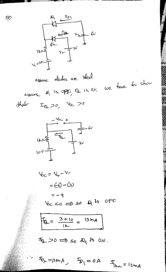 . a 5 Ta vst Gv * VT T3V L Y =lov assune dides are ideal assume of is off, R is on, we have to show that Im Jo, Voc 70 - Voc