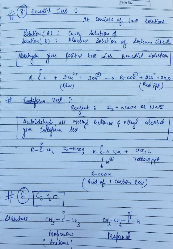 Page No.: Page No.: Benedict Test & - It consists of two Solutions. Solution (A) : Cusoy solution & solution (B) : Alkaline s