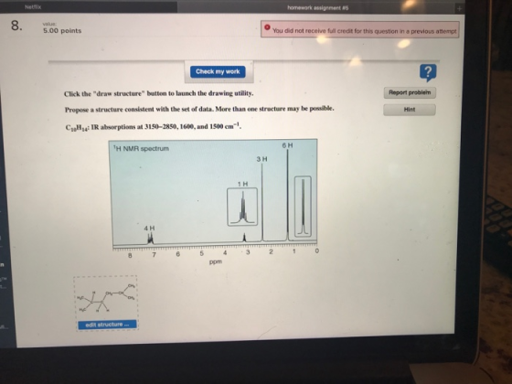 homework assignments 8. 5.00 points You did not receive full credit for this question in a previous attempt Check my work Cli
