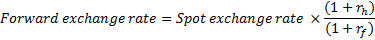 Forward exchange rate = Spot exchange rate (1+m) (1+r) a