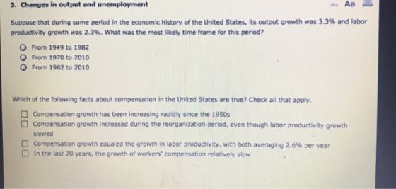 3. Changes in output and unemployment A Aa Suppose that during some period in the economic history of the United States, its