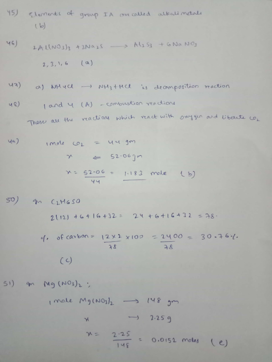4 6 2,3,1,6(a) MR) and y (A) -combw太onyt actions $2.06 of, of cav bon 12メ2 x102-2400 = 30.16.1. Cc) Sリ +-Mg (NO3)2. 一う 2.25 g 2.25 一: 0.0152 molas ( e) 1 4g
