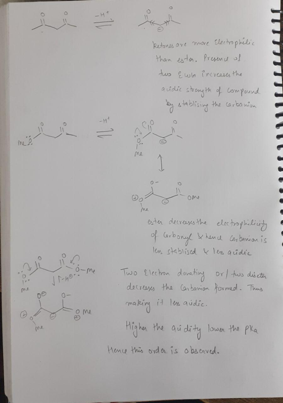 ketones are more Electrophilic than ester. Presence of tus & who increases the audic strength of compound by stablising the c