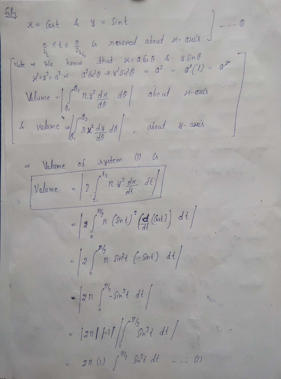 Sely x= Cast & y = Sint 0 is resoned about x- quis Iwer Nate & We know that H = a las o 4 x + y ² = 2² - a caro + y sino a? y