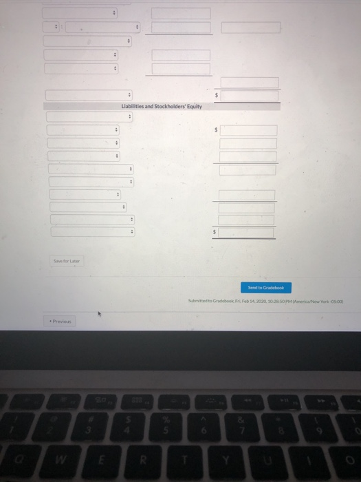 Liabilities and Stockholders Equity Send to Gradebook Submitted to Gradebook Frieb 14 2000.1020 OPM America New York-05.00 T