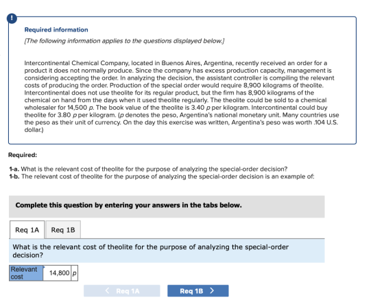 Required information [The following information applies to the questions displayed below.] Intercontinental Chemical Company,