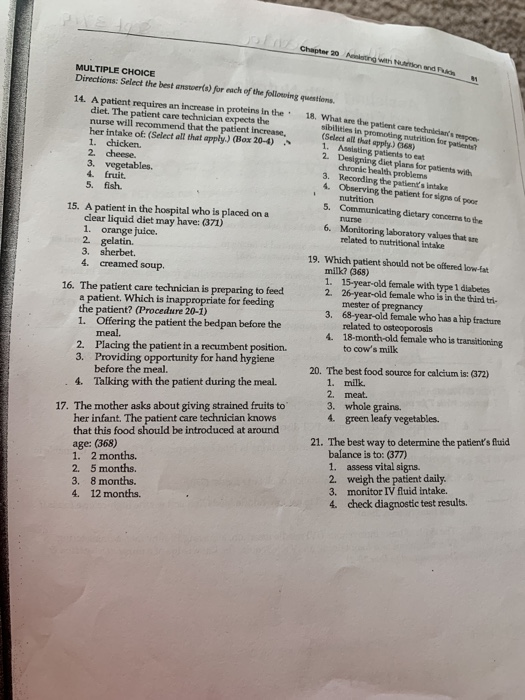 Chapter 20 kong with mon and the MULTIPLE CHOICE Directions: Select the best answer(s) for each of the following questions. 1