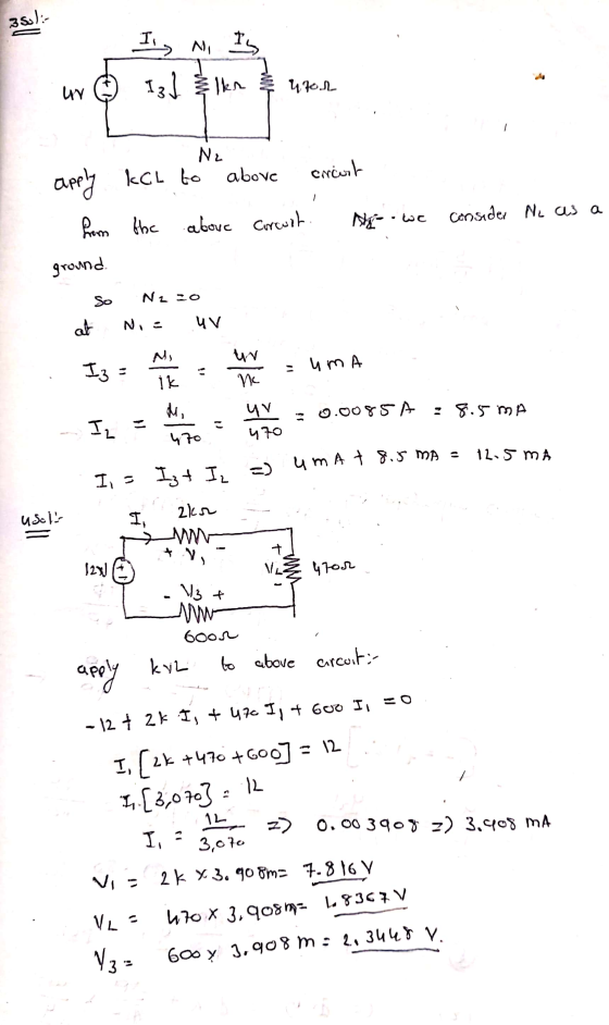 350): Iv, Ni Ni Is 13] Elkr UN Yton - Na encost apply KCL to above from abouc circuit ground consider Ne as a the she.wc So N