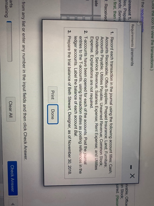 Click the icon to view the transactions.) the requirepante Requirements sirements -X irement 1. lies; Prepaid ends; Servid fi