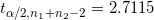 ta/2,1, +n2-2 = 2.7115