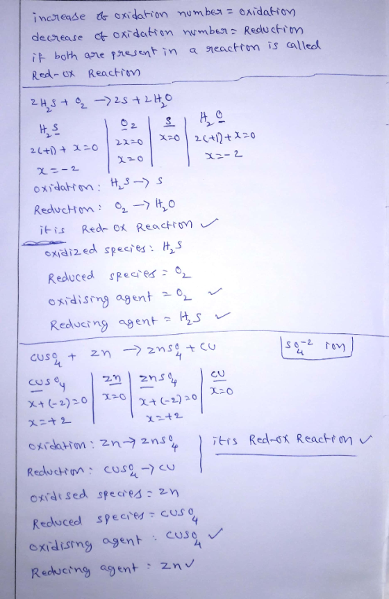 increase of oxidation number = oxidation decrease of oxidation number = Reduction if both are present in a reaction is called