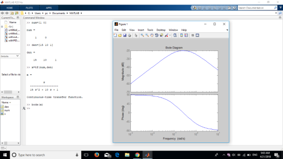 4. MATLAB R2014a PLOTS Search Documentation C: Usersトpc Documents MATLAB Current Fo... Command Window nun [1 0 Figure 1 田 slp