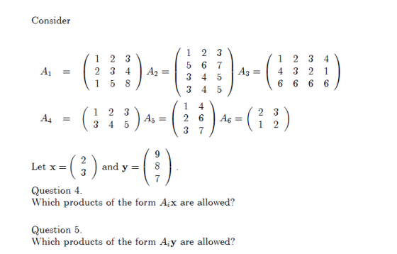 Consider A1 = 1 2 3 2 3 4 1 5 8 A2 1 2 3 5 6 7 3 4 5 3 4 5 = A3 1 2 3 4 4 3 2 1 6 6 6 6 = 1 1 1.- G?).-)-(13) ) 9 2 Let x= an