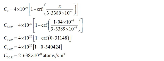 C =4x10*[1 - erf 3.3389x104 1.04x10-4 Co2R = 4x1020 | 1-erf 3.3389x10-4 Co2R = 4x1020 [1-erf (0.31148)] Cozx = 4x10> [1–0.340