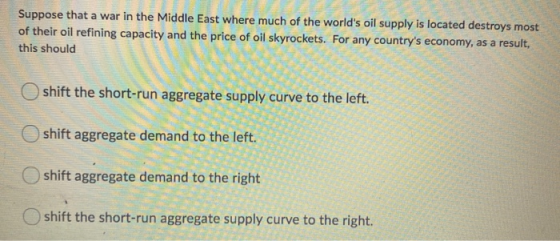 Suppose that a war in the Middle East where much of the worlds oil supply is located destroys most of their oil refining cap