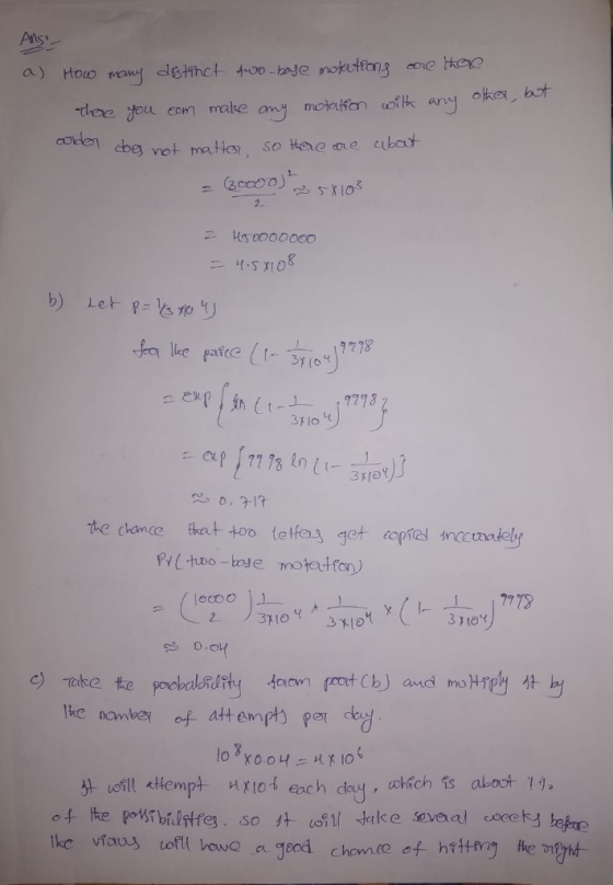 7778 I- 9773 c) Take te pobebsulit toon mit (b) and moHfp The nombey of attempt per lo xO.OH