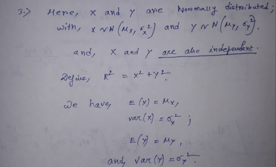 Here, X and av e Noro mall a nd, X and y ore abo indeeuent cde have (K and var (y)