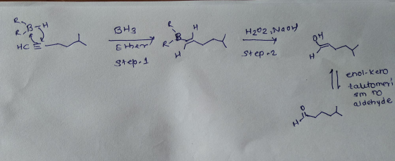 RBH BH3 HC B H202,Nao Ether R- Step.1 OH Step 2 11 enol-kero tautomeri sm no aldehyde