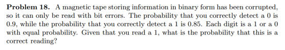 A magnetic tape storing information in binary form