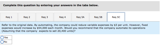 Complete this question by entering your answers in the tabs below. Req 1 Reg 2 Req3 Req 4 Req 5A Req 5B Req 5C Refer to the o