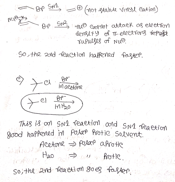 - BP SNZ - (not stable vinyl cation) Nciety a BP SNZ nuo cannot attack as electron density of I electrons repude rupulses of