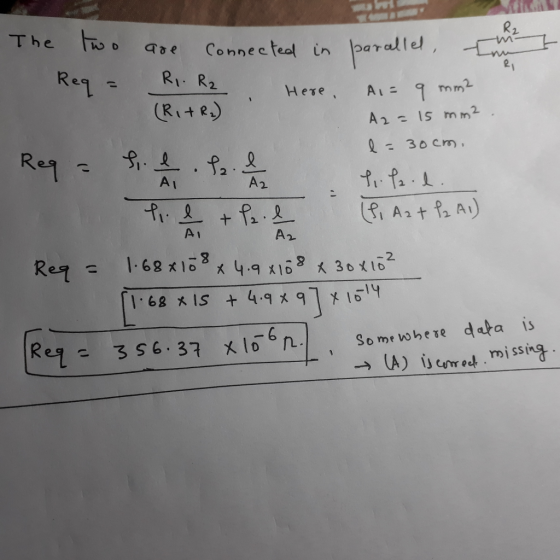 lu, D qoe C RI R2 2 o nnecTeal in Parallel, - 2y m m2 Reg . 30 c A i 2. A i A2 1.68 x 1-3 x 4.9 x1s® x 30x102 168 IS 4 1 Reg
