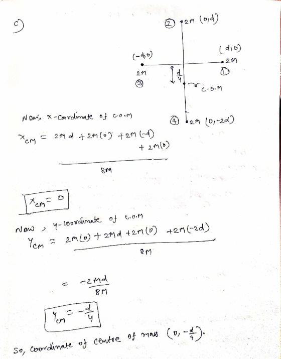 ® 92m (014) (d;o) (-djo) .21 27 ..M Now, x-Coordinate of crom @ bgm 10,-20) Xeny = 20 +2m (0) +20 (4) +27(0) - 8m Now, y-coor