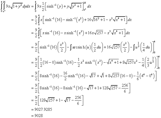 4 16 Ox? 9xv1+y* dvdx = jºx -=px [sinh (») + x^$y2 +1]* d - [ anh (16) - ảnh (*) + 1616 +1-x +1]as [ x sin- (16) - x sinh-(
