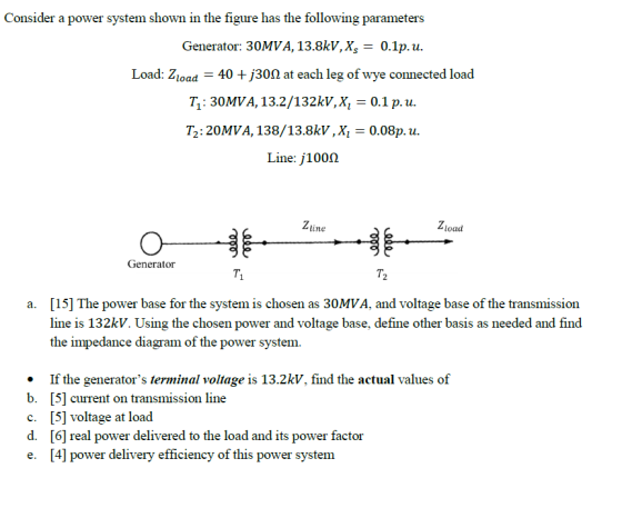 Consider a power system shown in the figure has th